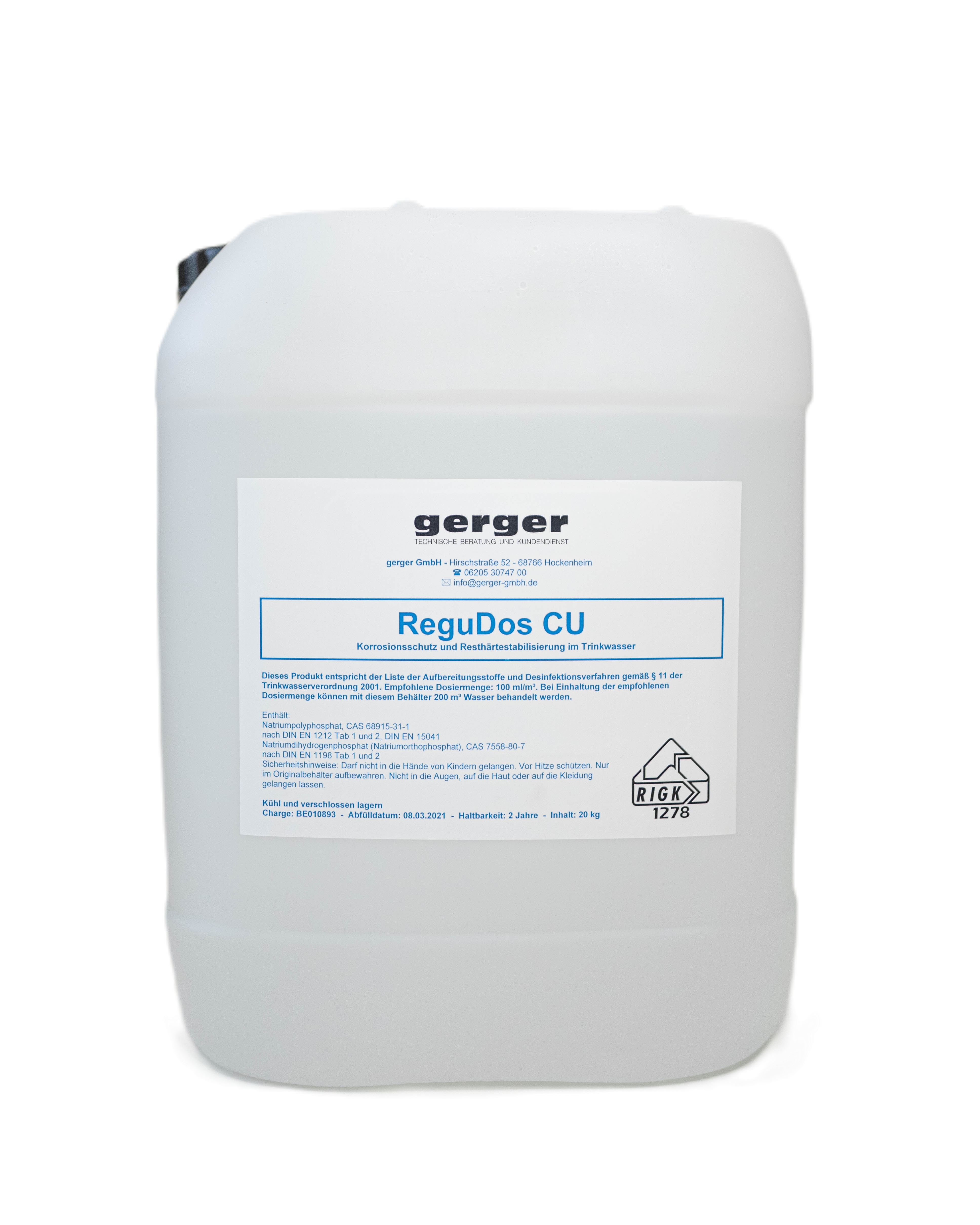 Dosiermittel Korrosionsschutz ReguDos CU für Kupferinstallationen