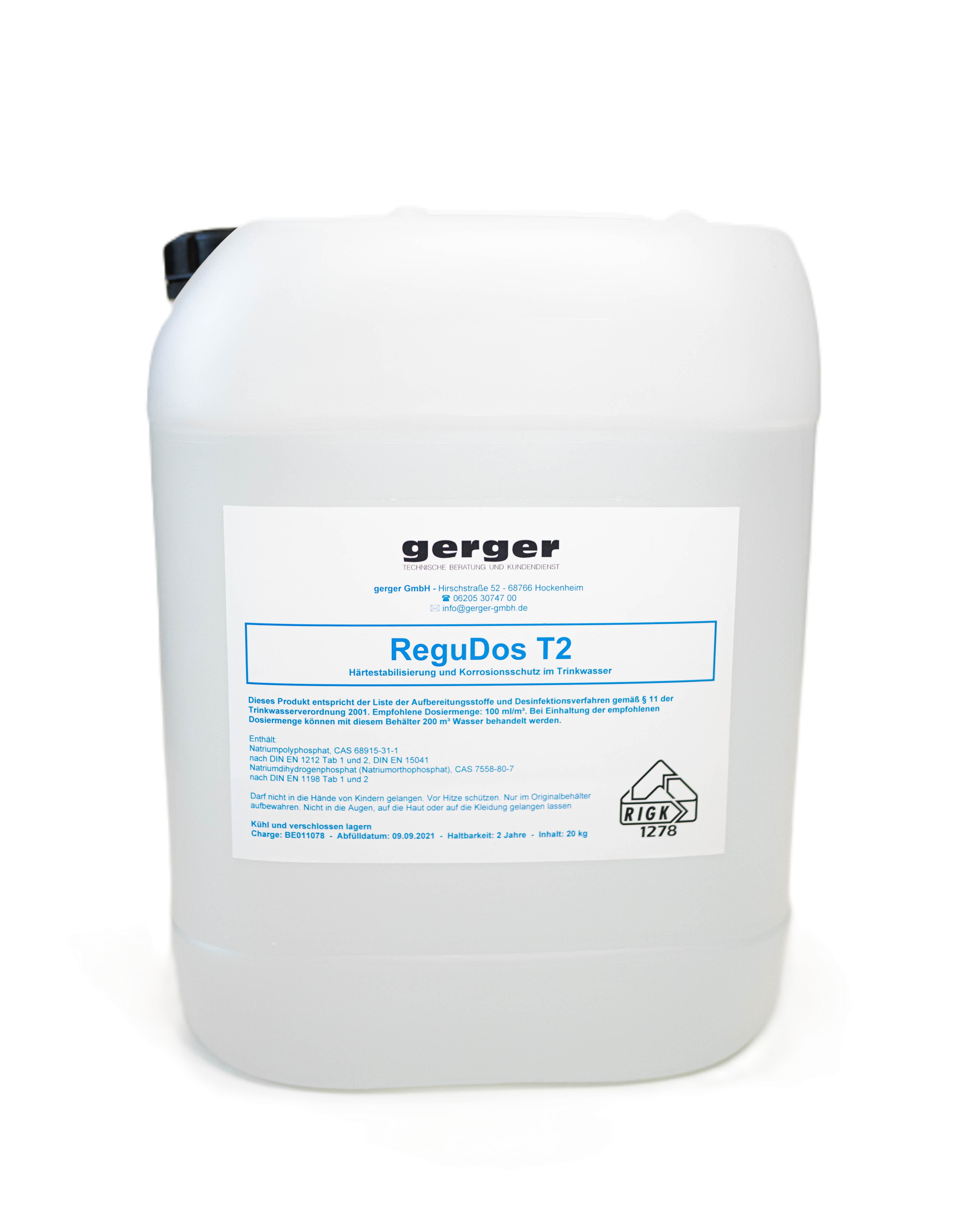 Dosiermittel Korrosionsschutz ReguDos T2 für weiches Wasser